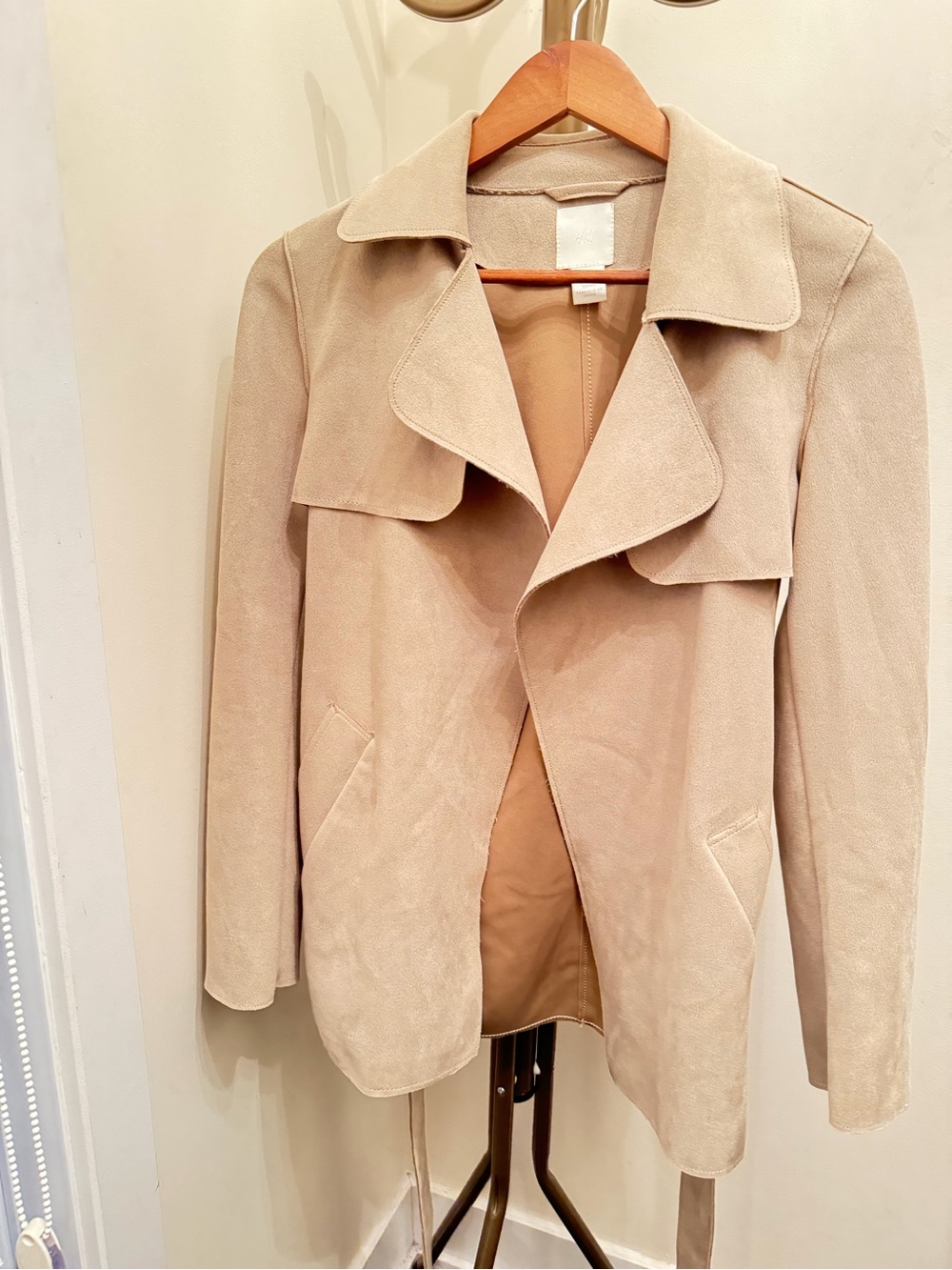 H&M Light Beige Suede Trench Coat
